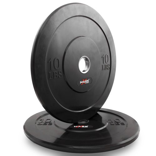 XMark Fitness Black Bumper Plates Pair, 10Pound